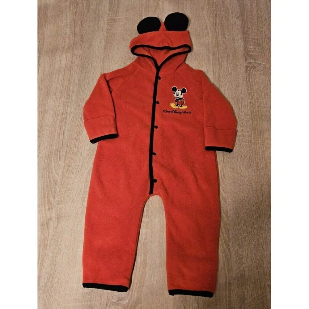 Walt Disney World Parks Size 12 Months Fleece Snowsuit Red Mickey Mouse Unisex